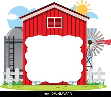 Rote Scheune und Windmühle mit Platz für Text Stock Vektor