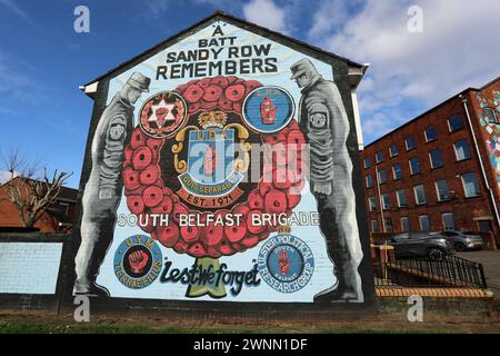 Sandy Row erinnert sich an das Wandgemälde in South Belfast Stockfoto