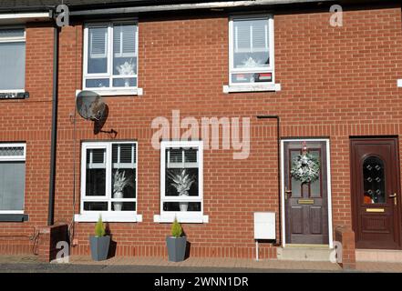 Protestantisches Arbeiterheim in Sandy Row in Belfast Stockfoto