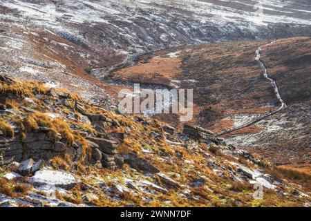 Blick auf das Tal des Flusses Tavy, 'Tavy Cleave', von Ger Tor, Dartmoor National Park, Devon, England, Großbritannien. Stockfoto