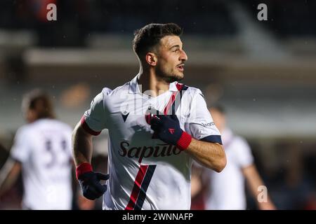 Bergamo, Italien, 3. März 2024. Riccardo Orsolini (FC Bologna) während des Fußballspiels der Serie A zwischen Atalanta und Bologna im Gewiss-Stadion am 3. März 2024 in Bergamo, Italien. Quelle: Stefano Nicoli/Speed Media/Alamy Live News Stockfoto