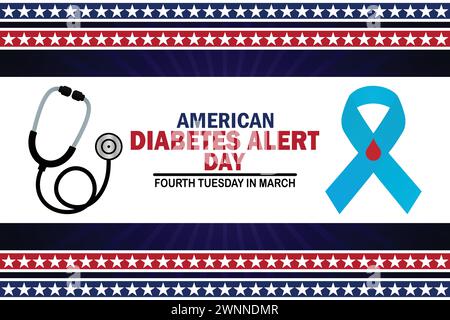 American Diabetes Alert Day. Urlaubskonzept. Vorlage für Hintergrund, Banner, Karte, Poster mit Textbeschriftung Stock Vektor