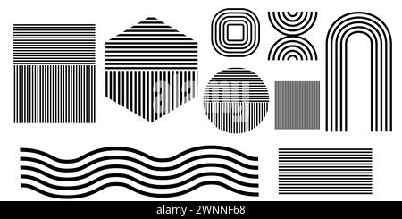 Set aus Zen-Bogen, verschiedenen Formen von Linienelementen Stock Vektor