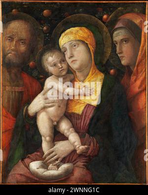 Die Heilige Familie mit der Heiligen Maria Magdalen. Andrea Mantegna. CA. 1495-1500. Stockfoto