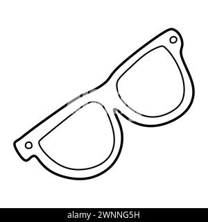 Doodle Line Drawing of Old Retro Briasses Vektor Linear Logo Identity. Symbol für optisches Shop-Logo auf weiß isoliert. Skizzenstil Brille, Vision konvertiert Stock Vektor