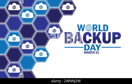 Hintergrundbild zum World Backup Day mit Formen und Typografie. World Backup Day, Hintergrund Stock Vektor