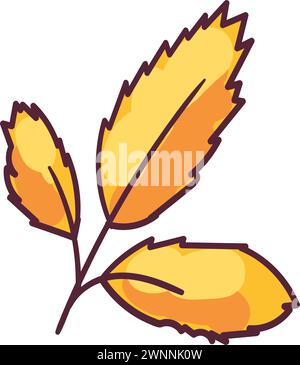 Herbstlaub, handgemalte Illustrationen. Baumblätter, Herbarium auf gelbem Hintergrund isoliert Stock Vektor