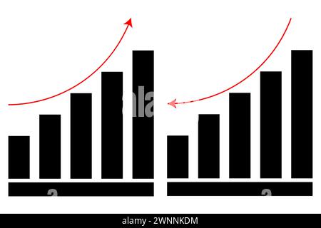Erhöhen oder verringern Sie den Symbolvektor der Diagrammlinie. Stock Vektor