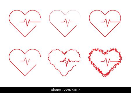 Symbol für EKG-Herzschlaglinie, Logo für das Krankenhaus-Logo für Herzschlagimpulse. Stock Vektor