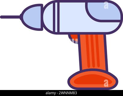 Tragbarer Bohrer zum Bohren von Löchern. Professionelle Heimwerkerwerkzeuge und -Ausrüstung von hochqualifizierten Spezialisten. Einfaches Vektorsymbol mit farbigen Konturen isoliert auf Stock Vektor