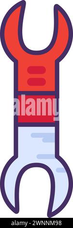 Schraubenschlüssel zum Festziehen von Muttern und Gewindeverbindungen. Professionelle Heimwerkerwerkzeuge und -Ausrüstung von hochqualifizierten Spezialisten. Einfaches farbiges vecto Stock Vektor