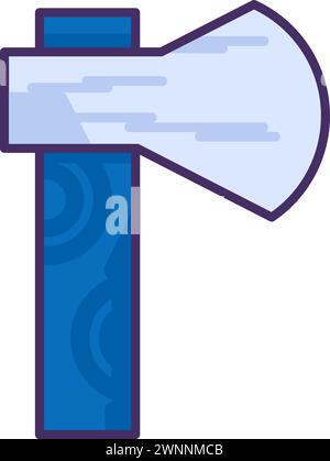 Kurzer Holzgriff Zimmermann Axt. Professionelle Heimwerkerwerkzeuge und -Ausrüstung von hochqualifizierten Spezialisten. Einfaches Vektorsymbol mit farbigen Konturen, das auf wh isoliert ist Stock Vektor