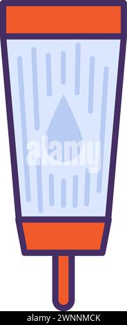 Röhrchen aus modernem Leim zum Kleben von Keramik- und Holzelementen. Professionelle Heimwerkerwerkzeuge und -Ausrüstung von hochqualifizierten Spezialisten. Einfacher Farbstrich Stock Vektor
