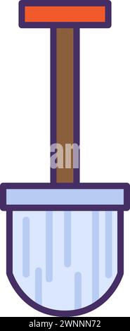 Bajonettschaufel für Grabenaushub- und Aushubarbeiten. Professionelle Heimwerkerwerkzeuge und -Ausrüstung von hochqualifizierten Spezialisten. Einfacher farbiger Konturvektor i Stock Vektor