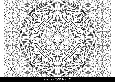 Mandala Malseite für Kinder und Erwachsene Seite für Entspannung und Meditation. Kreismuster. Dekorative Ornamente im ethnisch-orientalischen Stil. Ausmalseite für Strichzeichnung. Vektor Stock Vektor