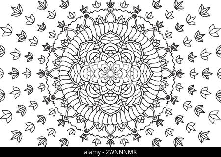 Mandala Malseite für Kinder und Erwachsene Seite für Entspannung und Meditation. Kreismuster. Dekorative Ornamente im ethnisch-orientalischen Stil. Ausmalseite für Strichzeichnung. Vektor Stock Vektor
