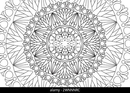 Mandala Malseite für Kinder und Erwachsene Seite für Entspannung und Meditation. Kreismuster. Dekorative Ornamente im ethnisch-orientalischen Stil. Ausmalseite für Strichzeichnung. Vektor Stock Vektor