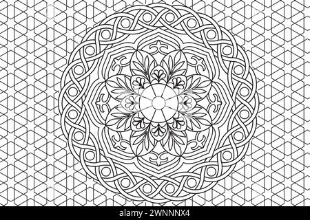 Mandala Malseite für Kinder und Erwachsene Seite für Entspannung und Meditation. Kreismuster. Dekorative Ornamente im ethnisch-orientalischen Stil. Ausmalseite für Strichzeichnung. Vektor Stock Vektor