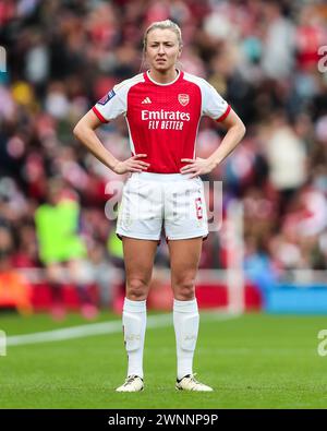 London, Großbritannien. März 2024. Leah Williamson von Arsenal während des Spiels Arsenal Women gegen Tottenham Hotspur Women Barclays Women's Super League im Emirates Stadium, London, England, Vereinigtes Königreich am 3. März 2024 Credit: Every Second Media/Alamy Live News Stockfoto