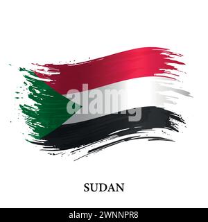 Grunge-Flagge des Sudan, Pinselstrich-Vektor-Hintergrund Stock Vektor