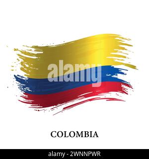 Grunge Flagge von Kolumbien, Pinselstrich Vektor Hintergrund Stock Vektor