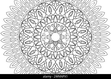 Mandala Malseite für Kinder und Erwachsene Seite für Entspannung und Meditation. Kreismuster. Dekorative Ornamente im ethnisch-orientalischen Stil. Ausmalseite für Strichzeichnung. Vektor Stock Vektor