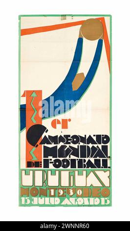 Vintage Sport Poster: FIFA Fussball-Weltmeisterschaft 1930, die erste Fußball-Weltmeisterschaft, 1930 in Montevideo Uruguay Stockfoto