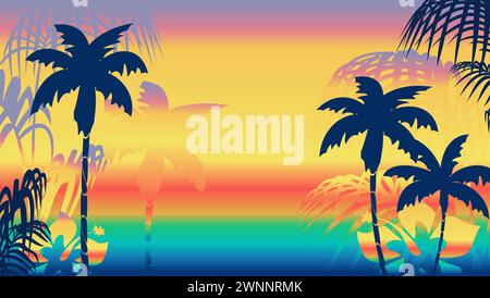 tropisches hawaiianisches Hologramm Hintergrund Postkarte im Vektorformat Stock Vektor