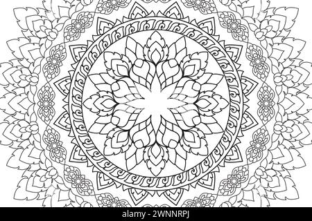 Mandala Malseite für Kinder und Erwachsene Seite für Entspannung und Meditation. Kreismuster. Dekorative Ornamente im ethnisch-orientalischen Stil. Ausmalseite für Strichzeichnung. Vektor Stock Vektor