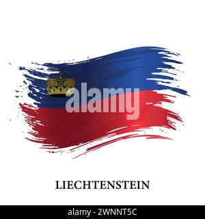 Grunge-Flagge von Liechtenstein, Pinselstrich Vektor Hintergrund Stock Vektor