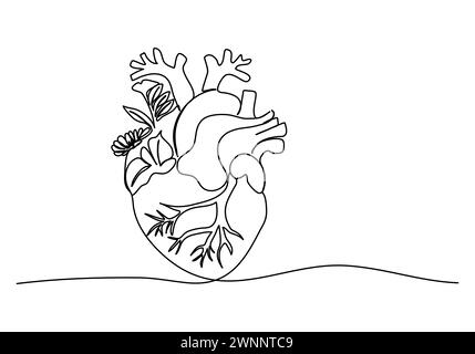 Herz eins, Vektorillustration für Linienzeichnung. Stock Vektor