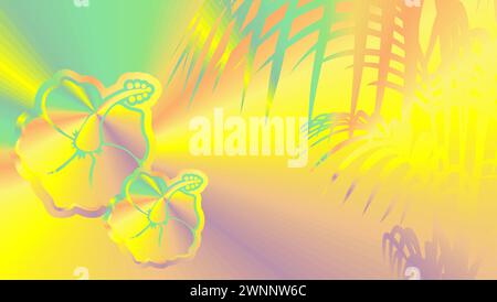 tropisches hawaiianisches Hologramm Hintergrund Postkarte im Vektorformat Stock Vektor