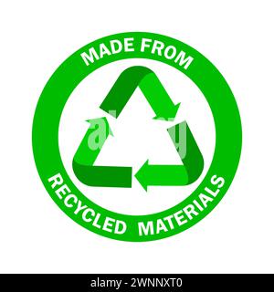 Hergestellt aus recycelten Materialien. Vektorabbildung. EPS 10. Rohbild. Stock Vektor