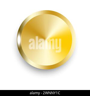 Goldener Metallknopf. Vektorabbildung. EPS 10. Rohbild. Stock Vektor