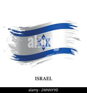 Grunge-Flagge von Israel, Pinselstrich Vektor Hintergrund Stock Vektor