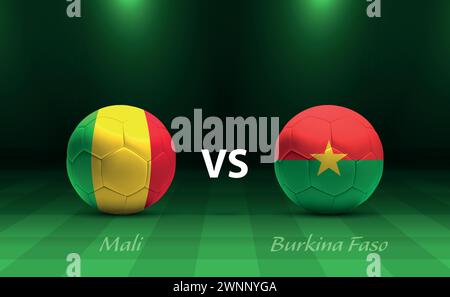 Sendevorlage für Fußball-Anzeigetafel Mali vs Burkina Faso für Fußball-afrika-Turnier 2023 Stock Vektor