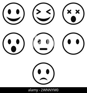 Umrissenes Emoji-Set Stock Vektor