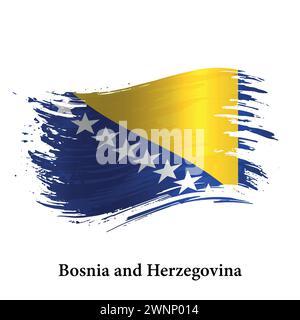 Grunge Flagge von Bosnien und Herzegowina, Pinselstrich Vektor Hintergrund Stock Vektor