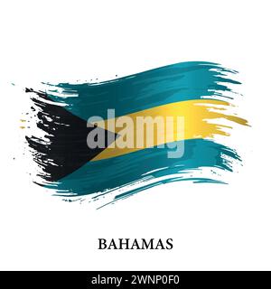 Grunge Flagge von Bahamas, Pinselstrich Vektor Hintergrund Stock Vektor