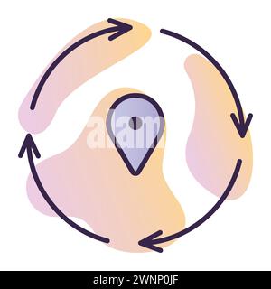 Schild für Lieferstufen, dunkelblaues Vektorkontursymbol mit verlaufendem Hintergrund Stock Vektor