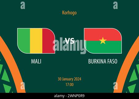 Sendevorlage für Fußball-Anzeigetafel Mali vs Burkina Faso für Fußball-afrika-Turnier 2023 Stock Vektor