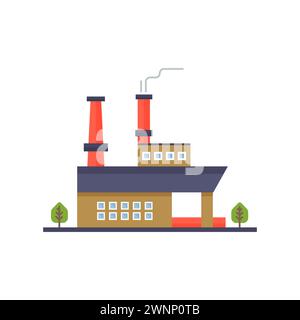 Industrielle Fabrikgebäude und hohe Rauchrohre der Vektorillustration der Anlagenstation Stock Vektor