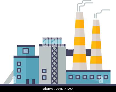 Fabrikgebäude, Rauch und Dämpfe Verschmutzung von Turmschornstein Vektor Illustration Stock Vektor