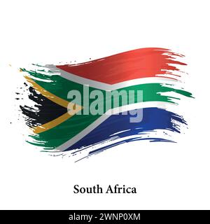 Grunge-Flagge von Südafrika, Pinselstrich Vektor-Hintergrund Stock Vektor