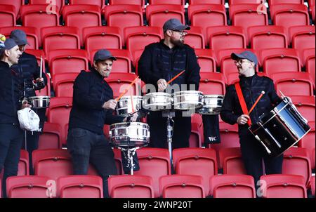 Bristol, Großbritannien. März 2024. Bristol, England, 3. März 2024 die Ashton Gate Schlagzeuger während des Barclays FA Womens Super League Spiels zwischen Bristol City und Brighton & Hove Albion im Ashton Gate in Bristol, England. (Beast/SPP) Credit: SPP Sport Press Photo. /Alamy Live News Stockfoto