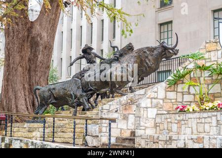 Im Briscoe Western Art Museum on the River Walk im Zentrum von San Antonio, Texas, befindet sich die Briscoe Skulptur des Künstlers T.D. Kelsey Stockfoto