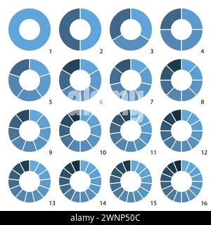 Satz von bunten runden grafischen Kreisdiagrammen Symbole. Segment of Circle Infographic Collection Stock Vektor
