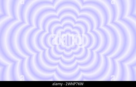 Poster mit konzentrischen violetten Blüten in verschwommenem Stil. Trendiges y2k-Muster mit verlaufendem Aura-Effekt. Trippiges psychedelisches Tapetendesign. Ästhetischer Hintergrund mit hypnotischer Wirkung. Vektorabbildung Stock Vektor