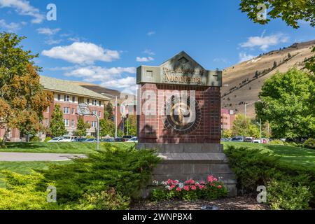 Melden Sie sich auf dem Campus der University of Montana in Missoula, Montana Stockfoto