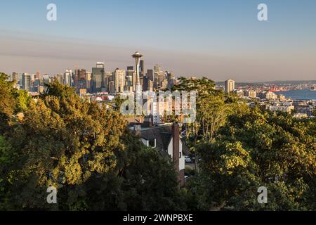 Blick auf die Innenstadt von Seattle, Washington vom Kerry Park Stockfoto